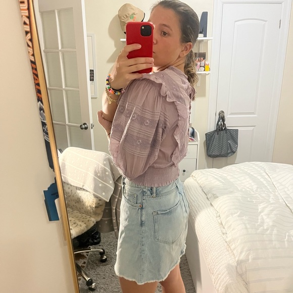 Aritzia/Sunday Best, purple blouse with lace detail, S - Picture 3 of 3